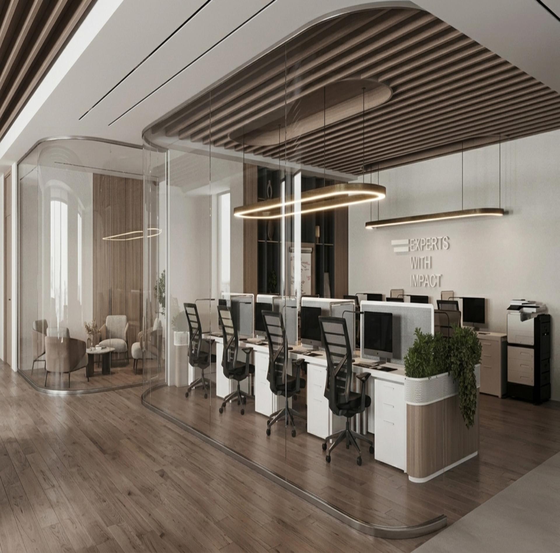 curved glass partition